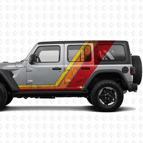 Topographic Map Retro Vintage Side Doors Stripe and Hood Kit fit for Jeep Wrangler