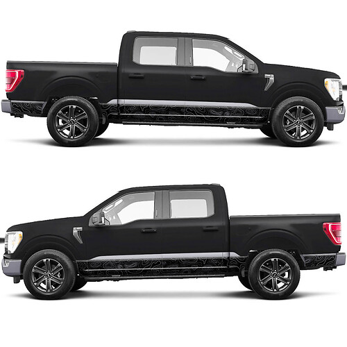 Side Topographic Graphics Vinyl Decals Sticker for Ford F150 Tremor