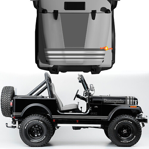 Kit Of Hood and Fender Jeep Renegade CJ7 Vinyl Decals Graphics Lines