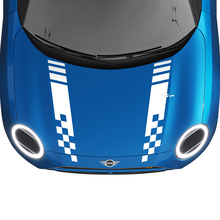 Hood Checkered Racing Stripes Rally Decal graphics sticker for MINI Cooper S 2