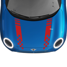 Hood Checkered Racing Stripes Rally Decal graphics sticker for MINI Cooper S 3