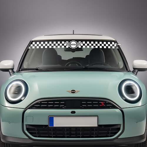 Windshield Checkered Stripe Vinyl graphics decal Sticker for Mini Cooper S