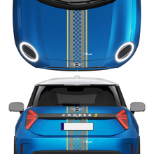 Hood and Rear Checkered stripes Mini Cooper Vinyl graphics decal Sticker for Mini Cooper S 2