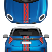 Hood and Rear Checkered stripes Mini Cooper Vinyl graphics decal Sticker for Mini Cooper S 3