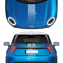 Hood and Rear Checkered stripes Mini Cooper Vinyl graphics decal Sticker for Mini Cooper 2