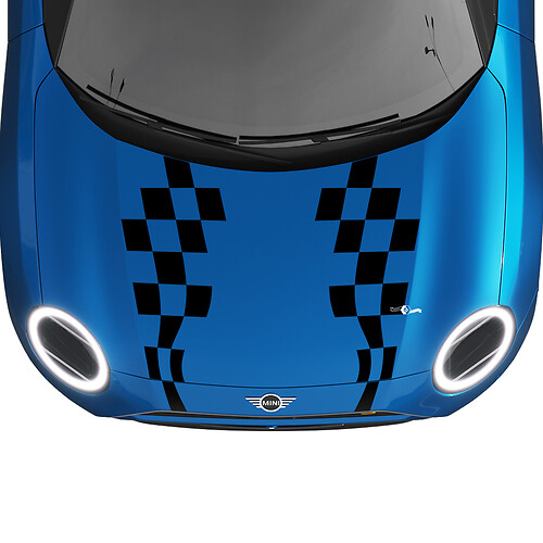 Hood Checkered stripes Mini Cooper Vinyl graphics decal Sticker for Mini Cooper