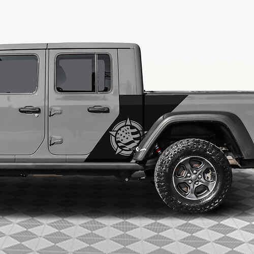 Military Star US Flag Rear Side Doors Vinyl decal sticker fit Jeep Gladiator 4