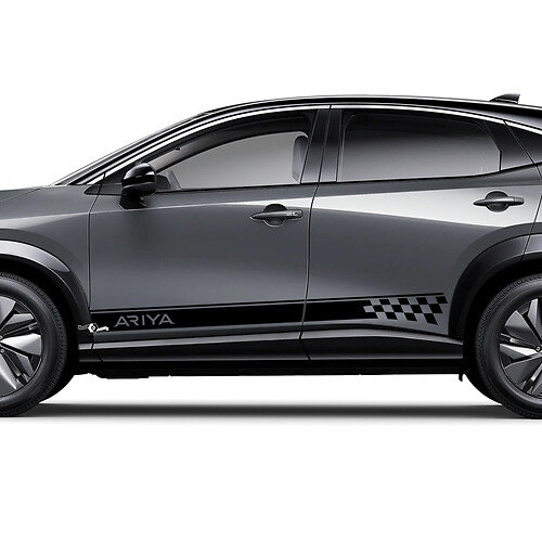 Sides Checkered Racing Stripes Graphics Decal Kit for Nissan ARIYA