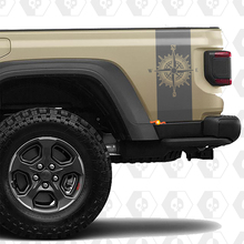 Pair Rear Bed Side Compass 4x4 Off-Road Racing Stripe Kit for Jeep Gladiator 3