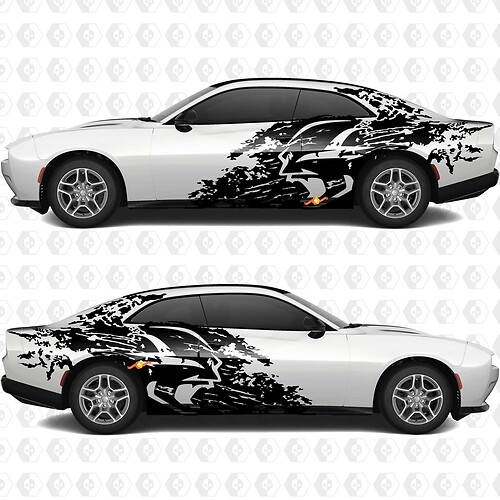 Banshee Splash Grunge Stripes Kit Vinyl Decal Graphic for Dodge Charger Daytona Banshee