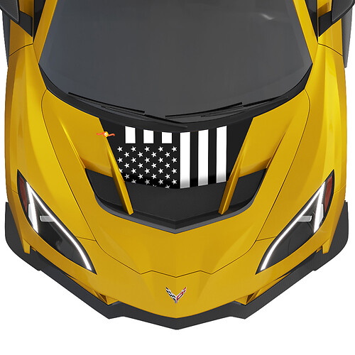 US Flag Hood 2 colors Vinyl Decal Sticker for Chevy Chevrolet Corvette zr1