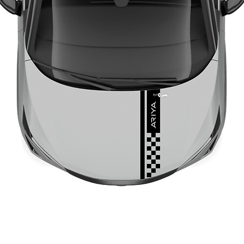 Hood Checkered Stripe Racing Graphics Decal for Nissan ARIYA