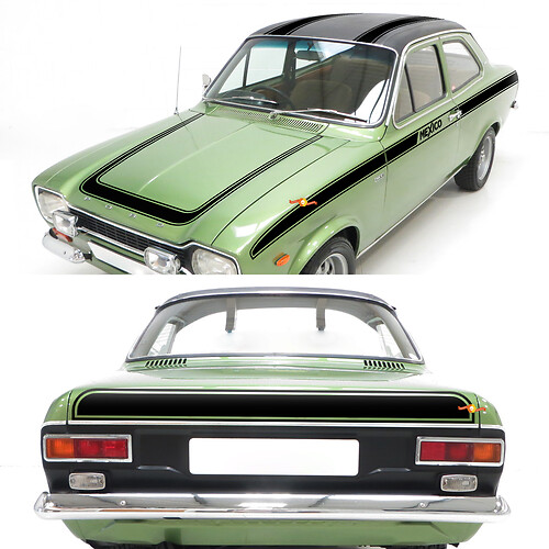 Vintage Stripes full set of side hood and rear stripes for Ford Escort 1970 Mexico