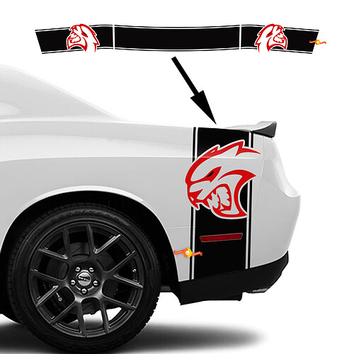 Side and tail band Red HELLCAT Decal Sticker graphics for Dodge Challenger