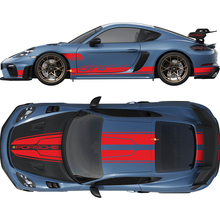 Dual Hood Roof Rear and side Stripes Decal Sticker for Porsche Cayman 718 GT4RS 3