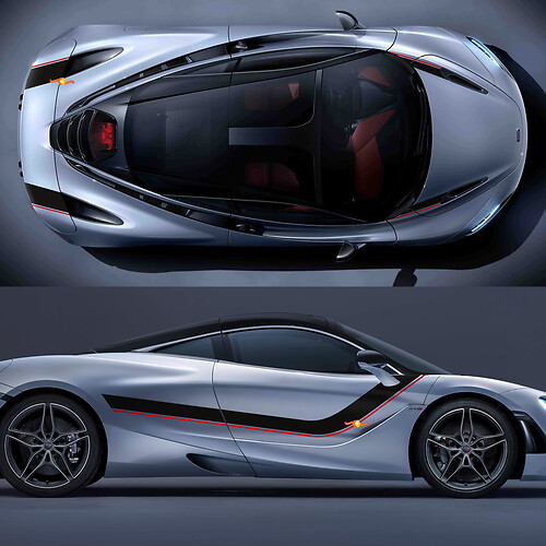 McLaren 720S Full body Hood Side Stripes Graphics Vinyl Decal Sticker