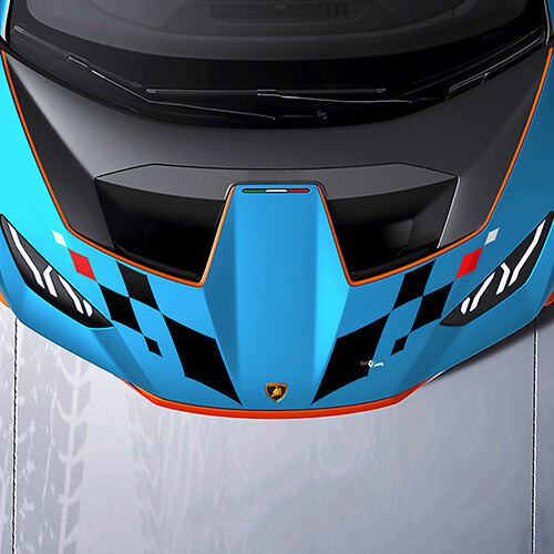 Hood Checkered Racing Vinyl Decal Sticker Graphics for Lamborghini STO