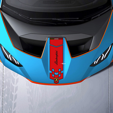 Hood Central Checkered stripe Racing Vinyl Decal Sticker Graphics for Lamborghini STO 3