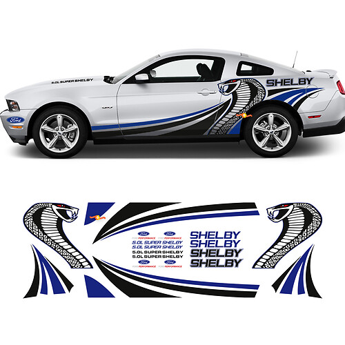 SHELBY Side Graphic Decals Stickers Racing Kit for Ford Mustang