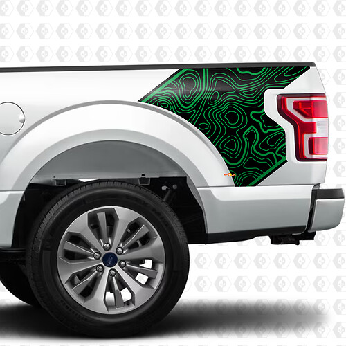 Pair Topographic Map Side Bed Graphics Decal Sticker for Ford F150 Raptor 