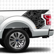 Pair Topographic Map Side Bed Graphics Decal Sticker for Ford F150 Raptor  4