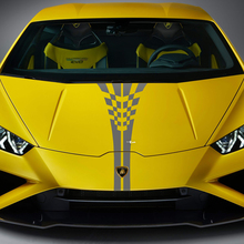 Hood Checkered Stripe Racing Vinyl Decal Sticker Graphics for Lamborghini Huracan Evo 2