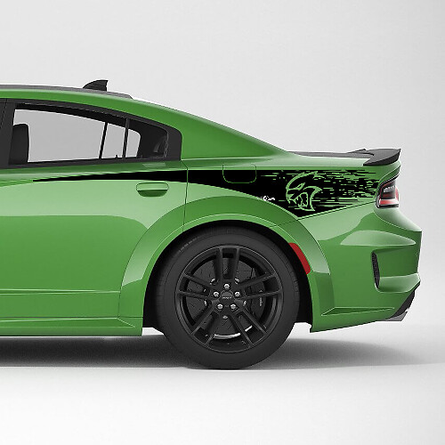 Hellcat Distressed Rear Quarter Side Stripe Vinyl Decal Sticker for Dodge Charger
