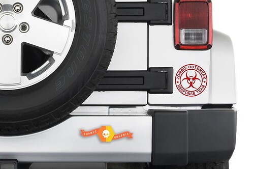 Jeep Rubicon Wrangler Zombie Outbreak  Response Team Skull Wrangler Sticker Decal