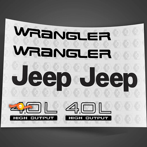 JEEP WRANGLER 4.0L set Stickers Decals
