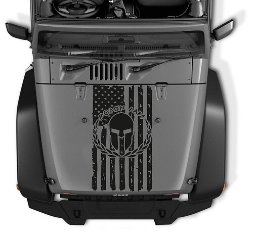 MOLON LABE USA Flag Distressed Skull Wrangler Vinyl Hood Sticker Decal TJ LJ JK #4