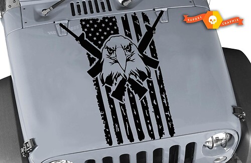 MOLON LABE USA Flag Distressed Bald Eagle Wrangler Vinyl Hood Sticker Decal TJ LJ JK