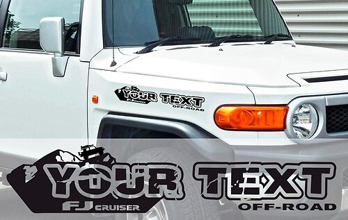 PAIR Toyota FJ Cruiser hood vinyl stickers decals your text