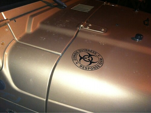 Jeep Rubicon Wrangler Zombie Outbreak Response Team Skull Wrangler Sticker Decal