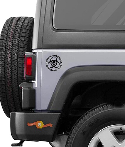 Jeep Skull Rubicon Wrangler Zombie Outbreak Response Team Wrangler Sticker Decal#7
