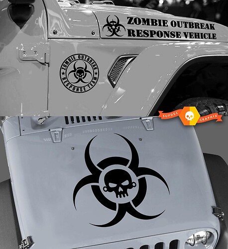 Jeep Rubicon Wrangler Zombie Outbreak Response Team Wrangler Sticker Decal FULL KIT