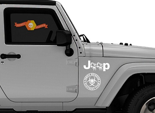 Jeep Rubicon Wrangler Zombie Outbreak Response Team Wrangler Sticker Decal Skull#2