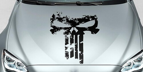 PUNISHER skull Distressed blood hood side vinyl decal sticker for car track suv #22