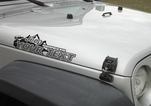 Pair 2x JEEP wrangler edition YOUR TEXT MOUNTAINS LOGO vinyl decals stickers