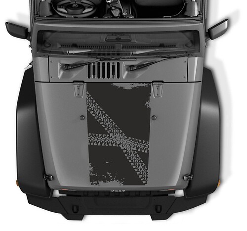 Jeep Tire Tracks Distressed Wrangler Rubicon Vinyl Hood Sticker Decal TJ LJ JK