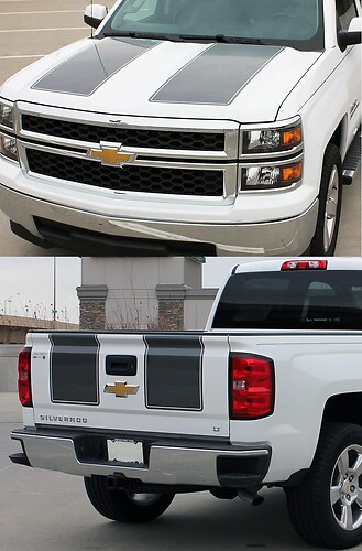 Chevy Silverado RALLY 1500 Vinyl Hood Tail Stripe Stickers Decals Graphic 2014-2015