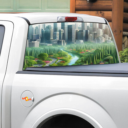 City vs Nature ପଛରର ଉଇଣ୍ଡୋ ଡିକାଲ୍ ଷ୍ଟିକର ପିକ୍-ଆପ୍ ଟ୍ରକ୍ SUV ଗାଡ଼ି ପାଇଁ
