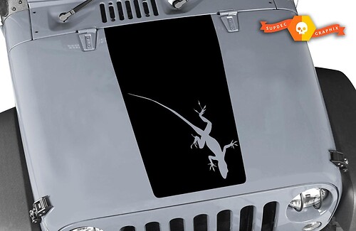 Jeep Hood Sticker Decal Gecko  Wrangler Large Blackout Hood Vinyl Rubicon Sahara JK LJ TJ Lizard