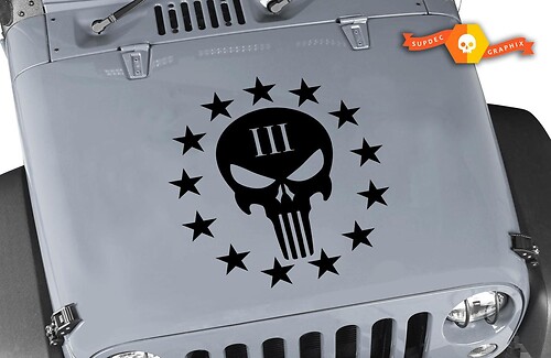 Jeep Wrangler Punisher III Vinyl Hood Sticker Decal 20