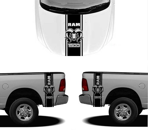 3X DODGE HOOD FENDER DECALS RAM HEMI 1500 2500 graphics vinyl body stickers