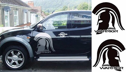 2pc WARRIOR graphic Vinyl sticker for side and rear tailgate sticker decal mitsubishi l200 triton pickup