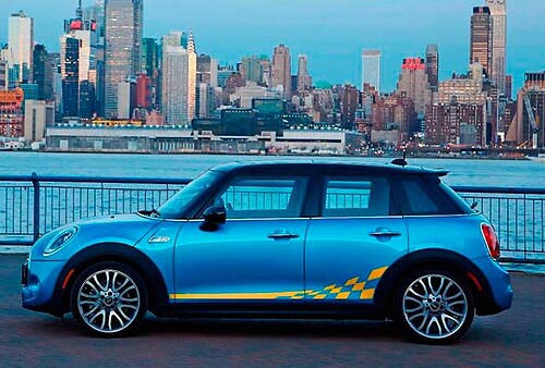 Mini Cooper F56 4 Doors 2014-2016 checkered flag side stripes graphics Stickers Decals