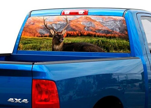 Deer mountains nature Rear Window Decal Sticker Pickup Truck SUV Car
