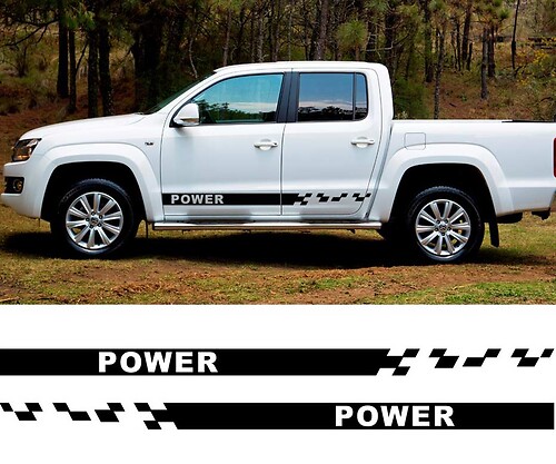 2 PC power 4x4 side stripe graphic Vinyl sticker for VW AMAROK 2010 decal