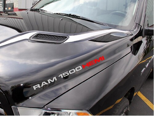 RAM 1500 HEMI HOOD Stickers Decals (2)