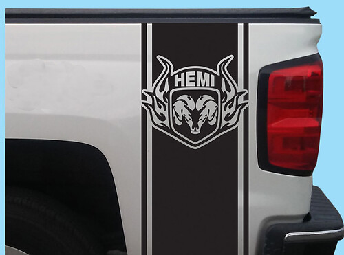 Dodge Ram Hemi Rear Bed Vinyl Sticker Decal Stripes Truck Graphics T-131